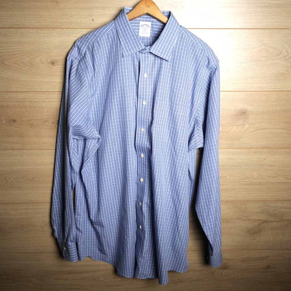 Brooks Brothers Men's Long Sleeve Button Down 346 Shirt Blue Gingham‎ Plaid